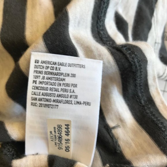 AEO Soft & Sexy Womens Striped Charcoal Gray Short Sleeve Tee Shirt Size S - Picture 4 of 5